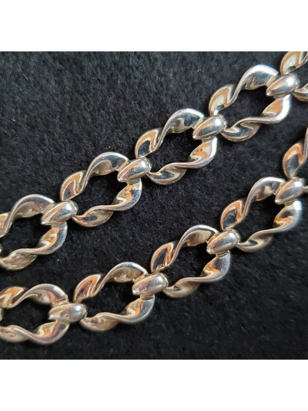 Vintage Link Necklace Bracelet Set Silver Tone 19.5" 7"